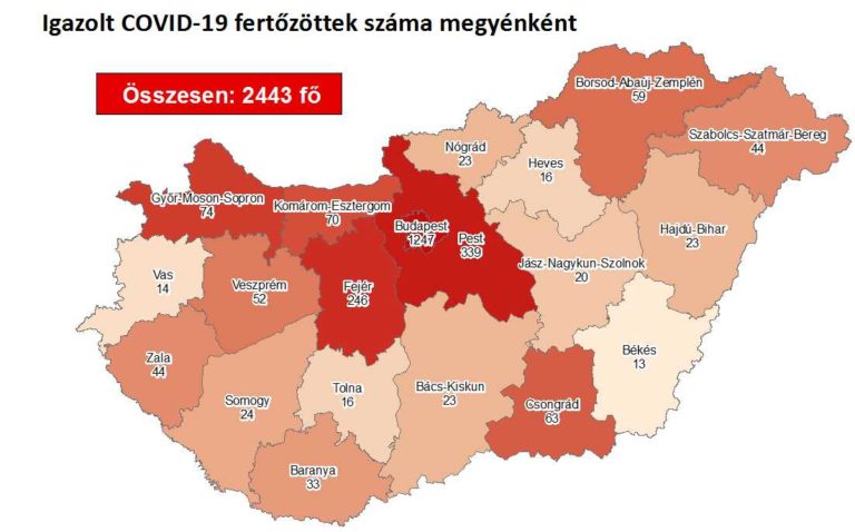 Meghalt 12 krónikus beteg, 2443-ra nőtt az azonosított fertőzöttek száma